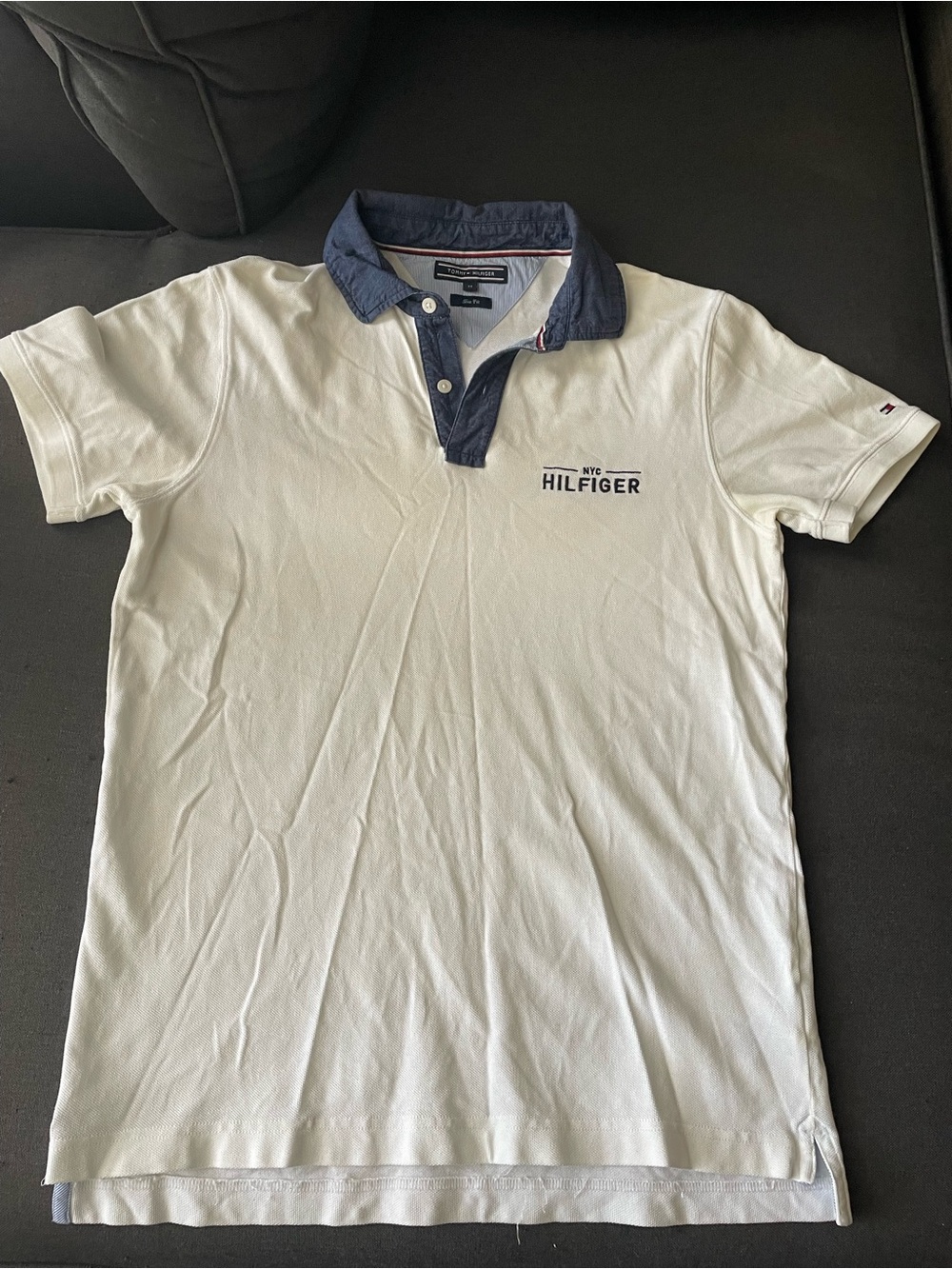 Tommy Hilfiger White Polo with Navy Trim